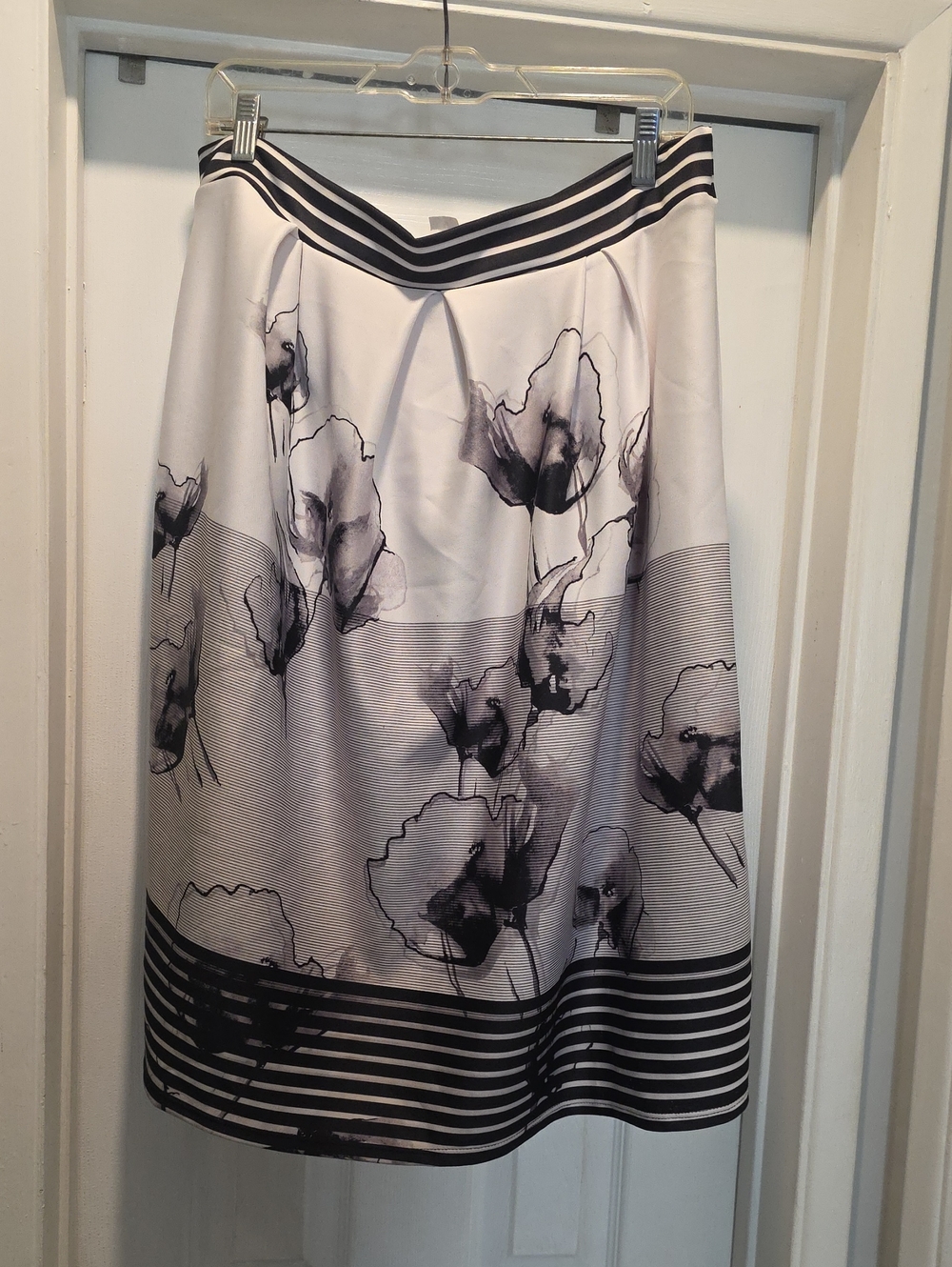 cleo Black and White Floral A-Line Skirt